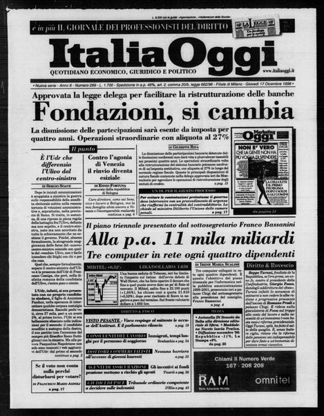 Italia oggi : quotidiano di economia finanza e politica